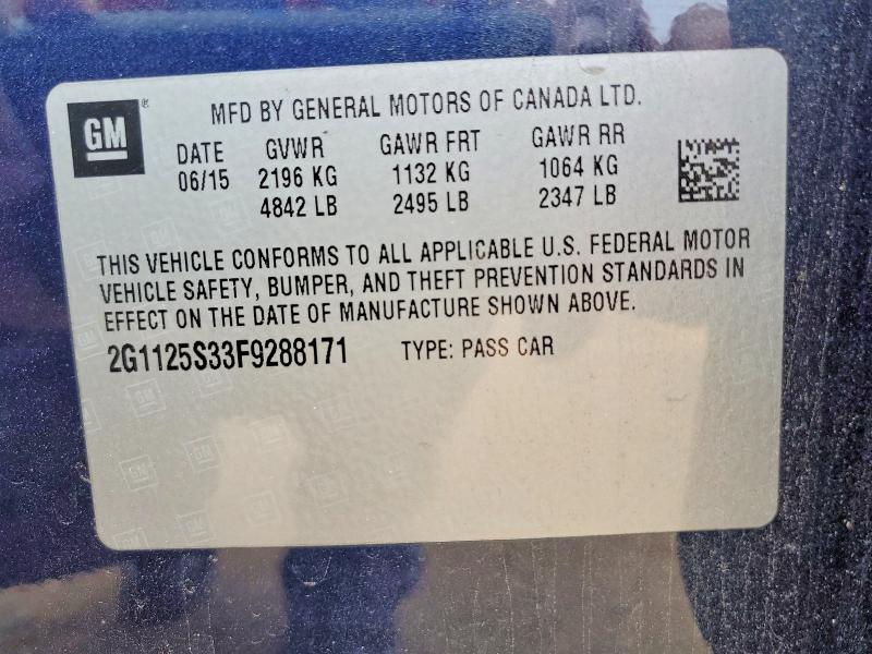 2015 Chevrolet Impala მანქანა იყიდება აუქციონზე, vin: 2G1125S33F9288171, აუქციონის ნომერი: 74130315