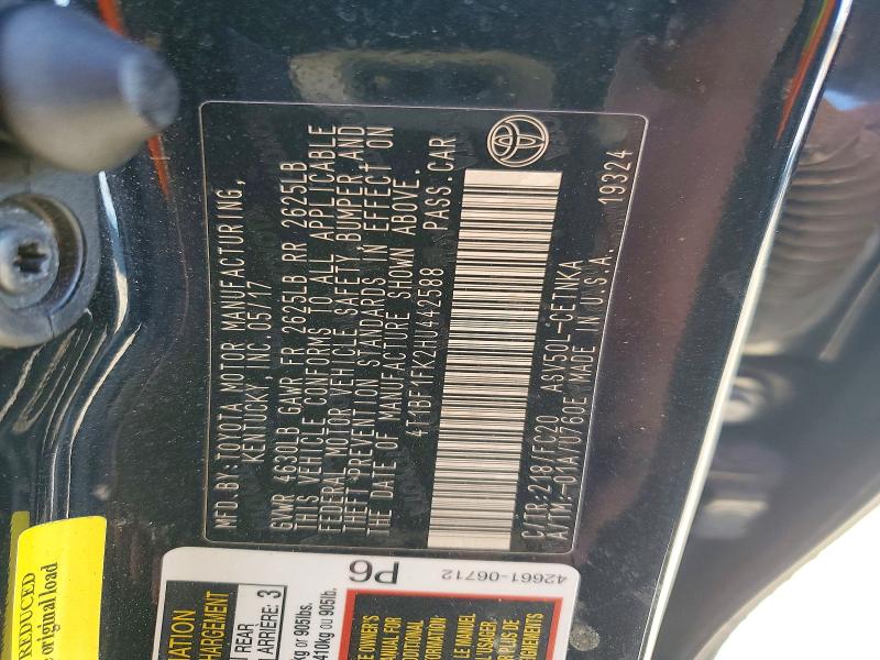 73405075 :رقم المزاد ، 4T1BF1FK2HU442588 vin ، 2017 Toyota Camry مزاد بيع