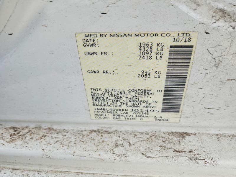 Aukcja sprzedaży 2019 Nissan Altima, vin: 1N4BL4DVXKN301495, numer aukcji: 75087845