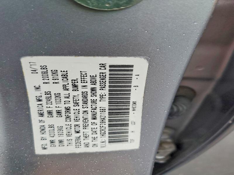 Aukcja sprzedaży 2017 Honda Accord, vin: 1HGCR2F39HA211687, numer aukcji: 75676485