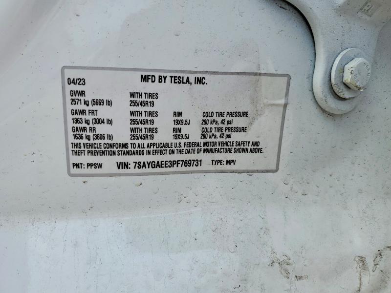 Aukcja sprzedaży 2023 Tesla Model Y, vin: 7SAYGAEE3PF769731, numer aukcji: 73095805