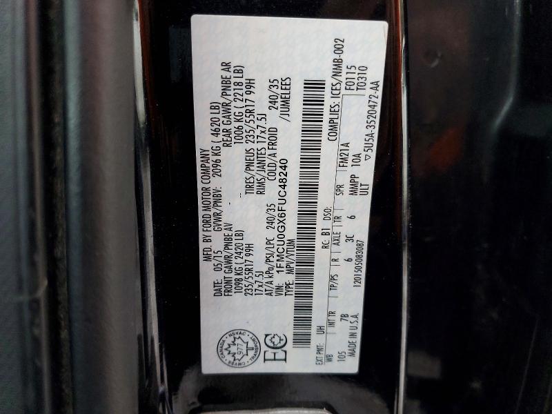 Aukcja sprzedaży 2015 Ford Escape, vin: 1FMCU0GX6FUC48240, numer aukcji: 98359315