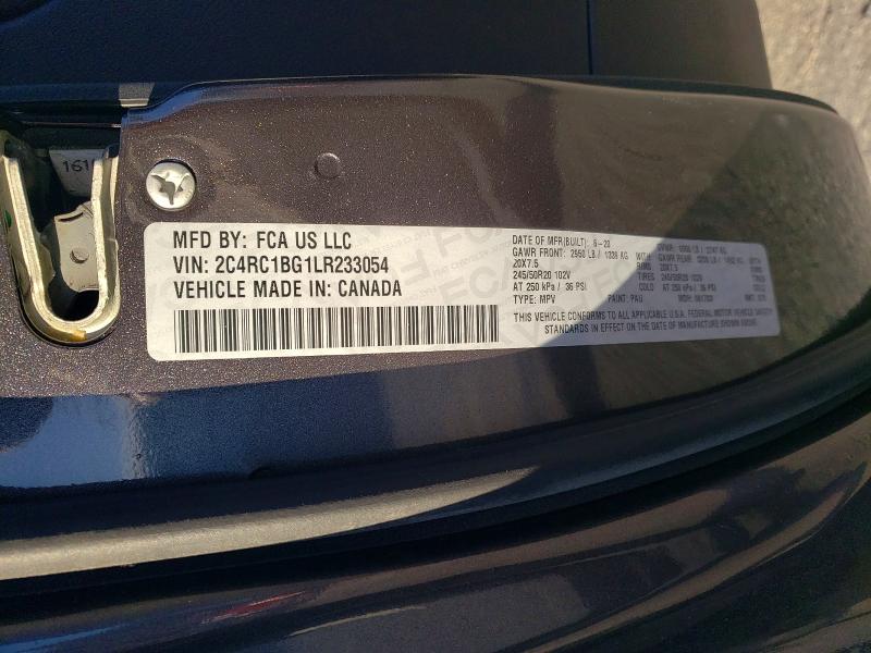 2020 Chrysler Pacifica მანქანა იყიდება აუქციონზე, vin: 2C4RC1BG1LR233054, აუქციონის ნომერი: 73158565