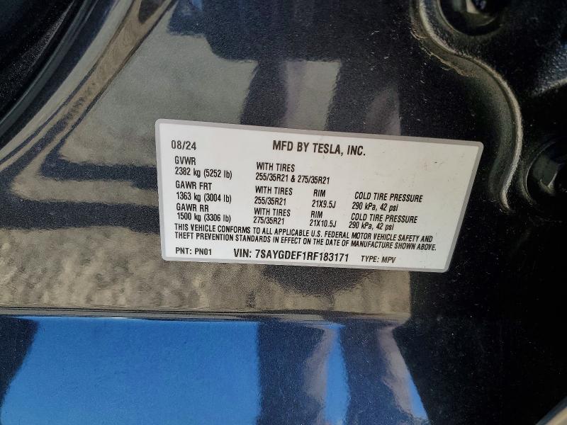 Aukcja sprzedaży 2024 Tesla Model Y, vin: 7SAYGDEF1RF183171, numer aukcji: 72456075