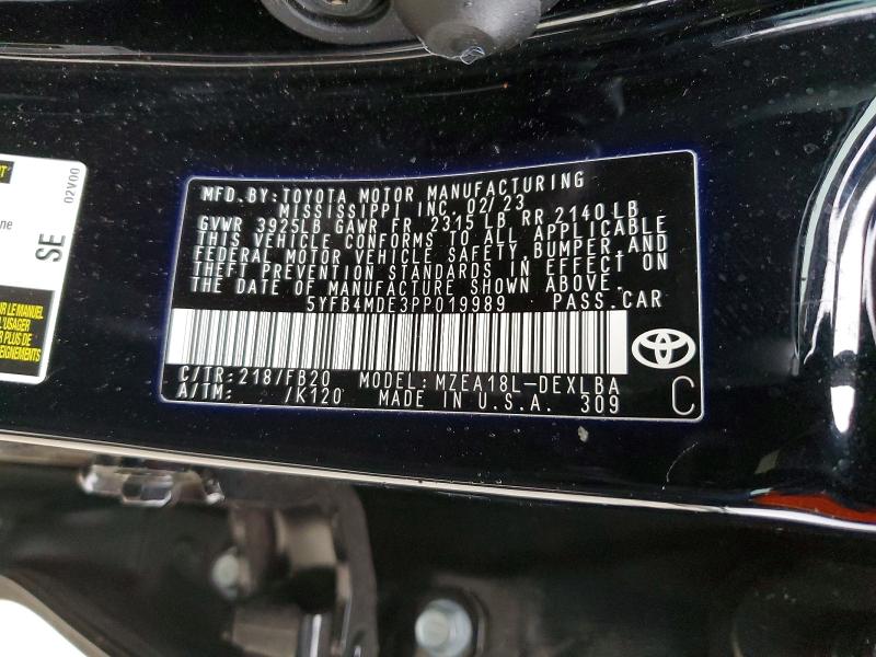 73107965 :رقم المزاد ، 5YFB4MDE3PP019989 vin ، 2023 Toyota Corolla مزاد بيع