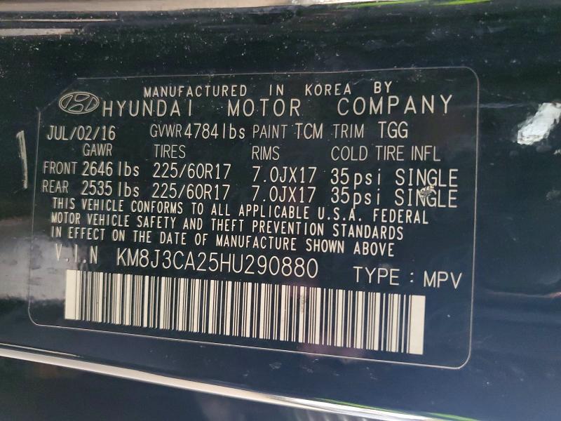 Продаж на аукціоні авто 2017 Hyundai Tucson, vin: KM8J3CA25HU290880, номер лоту: 99644105