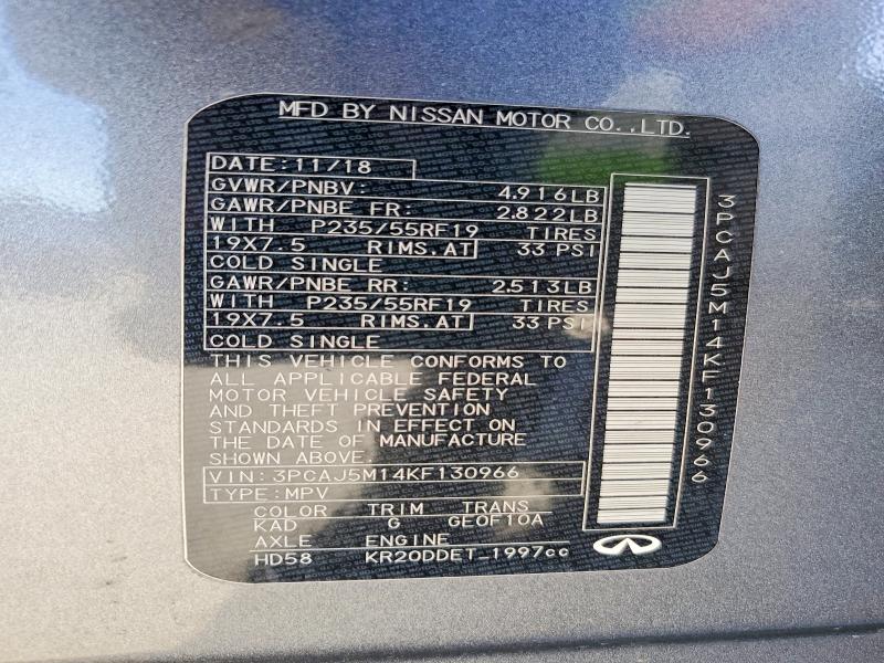 Aukcja sprzedaży 2019 Infiniti Qx50, vin: 3PCAJ5M14KF130966, numer aukcji: 98466565