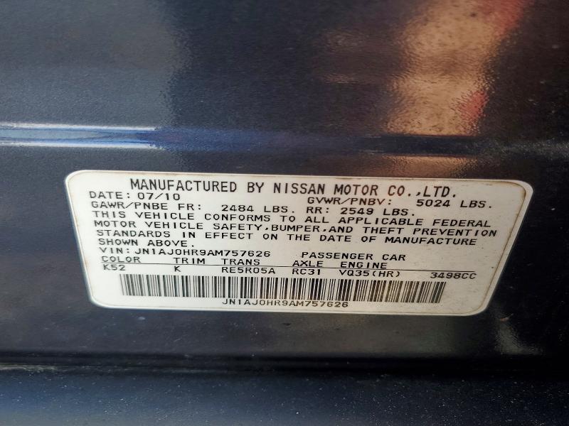 Продаж на аукціоні авто 2010 Infiniti Ex35, vin: JN1AJ0HR9AM757626, номер лоту: 72850755