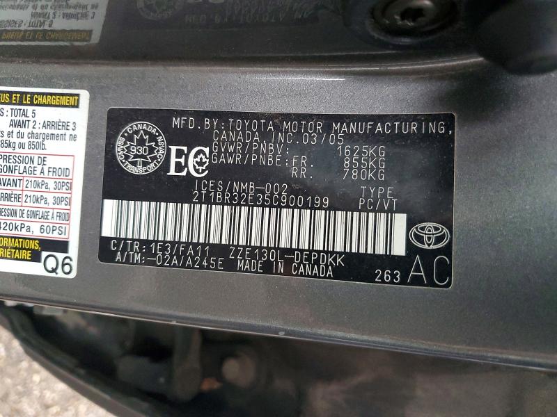 72773485 :رقم المزاد ، 2T1BR32E35C900199 vin ، 2005 Toyota Corolla مزاد بيع