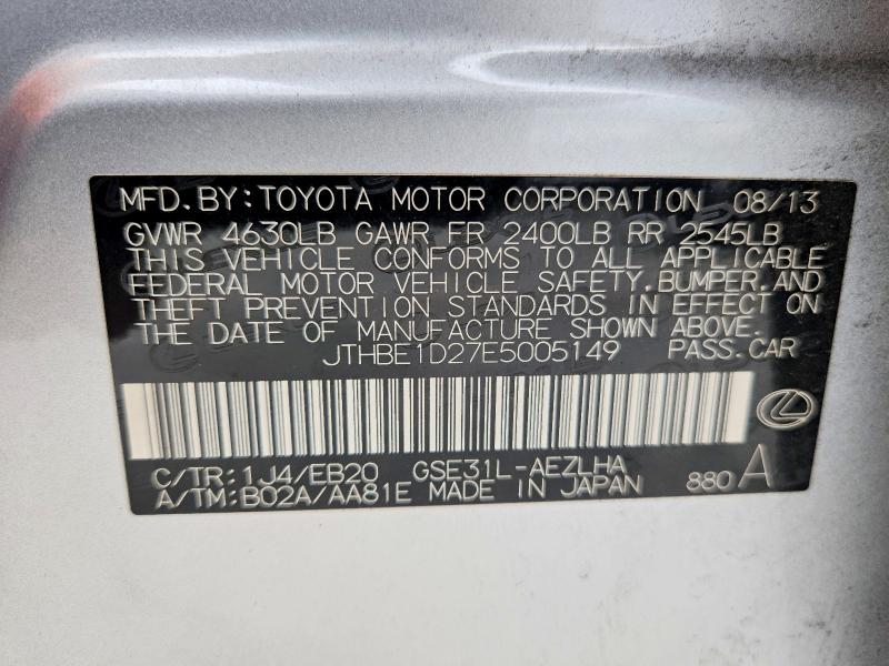 Продаж на аукціоні авто 2014 Lexus Is, vin: JTHBE1D27E5005149, номер лоту: 72668875