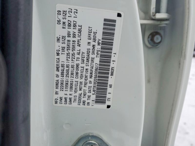 75199115 :رقم المزاد ، 5J8TB18209A008417 vin ، 2009 Acura Rdx مزاد بيع