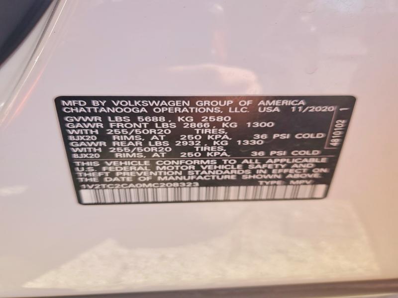 Продаж на аукціоні авто 2021 Volkswagen Atlas Cross Sport, vin: 1V2TC2CA0MC208323, номер лоту: 72692585