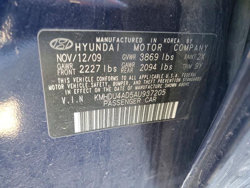 Продаж на аукціоні авто 2010 Hyundai Elantra, vin: KMHDU4AD5AU937205, номер лоту: 96314725