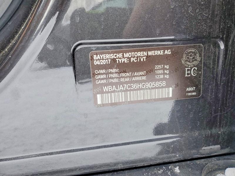 75439215 :رقم المزاد ، WBAJA7C36HG905858 vin ، 2017 Bmw 530 مزاد بيع