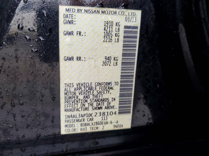 Продаж на аукціоні авто 2013 Nissan Altima, vin: 1N4AL3AP1DC238104, номер лоту: 72138005