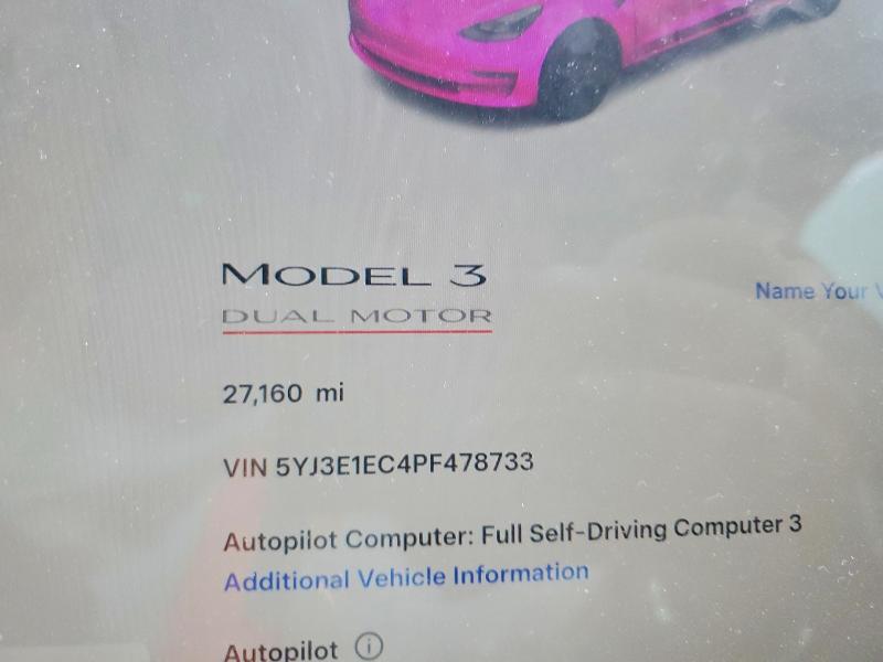 98640745 :رقم المزاد ، 5YJ3E1EC4PF478733 vin ، 2023 Tesla Model 3 مزاد بيع