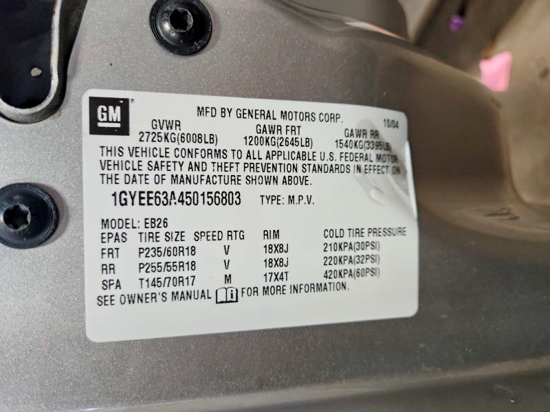 Aukcja sprzedaży 2005 Cadillac Srx, vin: 1GYEE63A450156803, numer aukcji: 99800715