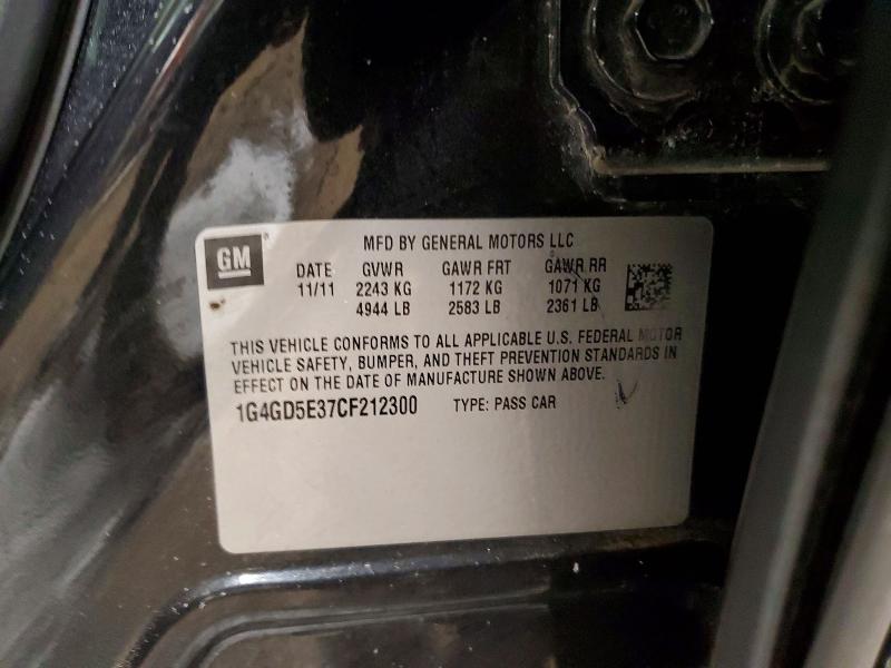 Продажа на аукционе авто 2012 Buick Lacrosse, vin: 1G4GD5E37CF212300, номер лота: 74757075