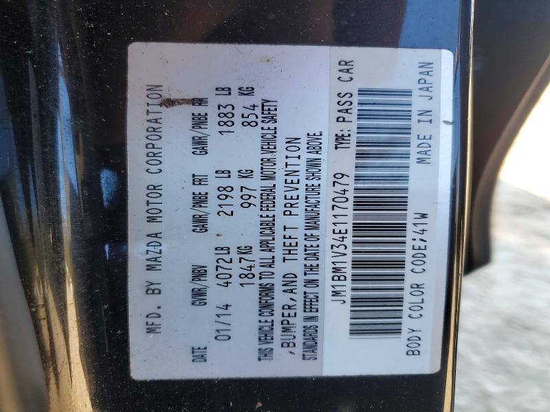99830145 :رقم المزاد ، JM1BM1V34E1170479 vin ، 2014 Mazda 3 مزاد بيع