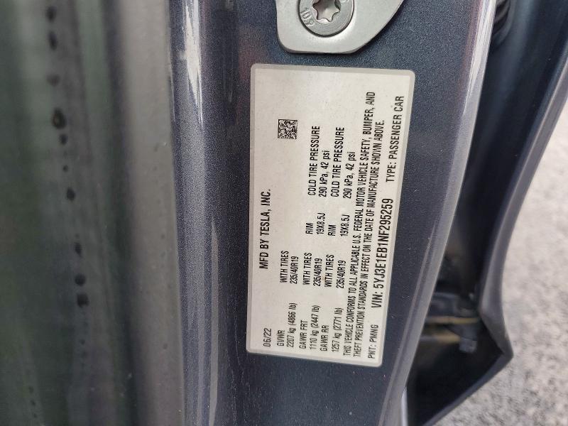 73468615 :رقم المزاد ، 5YJ3E1EB1NF295259 vin ، 2022 Tesla Model 3 مزاد بيع