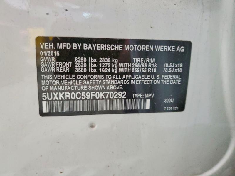 2015 Bmw X5 Xdrive3 მანქანა იყიდება აუქციონზე, vin: 5UXKR0C59F0K70292, აუქციონის ნომერი: 73466155
