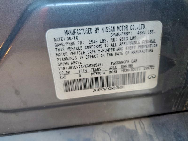 Aukcja sprzedaży 2016 Infiniti Q50, vin: JN1EV7APXGM305491, numer aukcji: 99961625