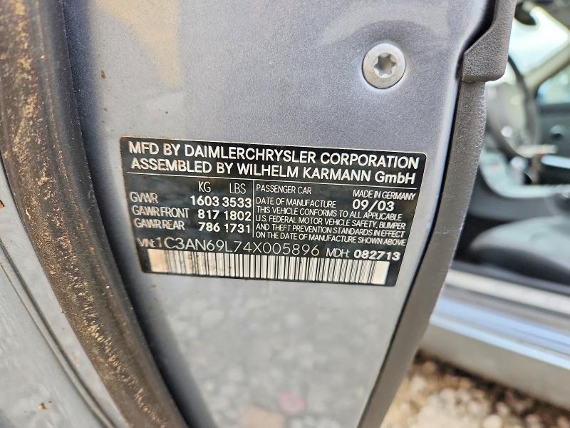 Продажа на аукционе авто 2004 Chrysler Crossfire, vin: 1C3AN69L74X005896, номер лота: 75613625