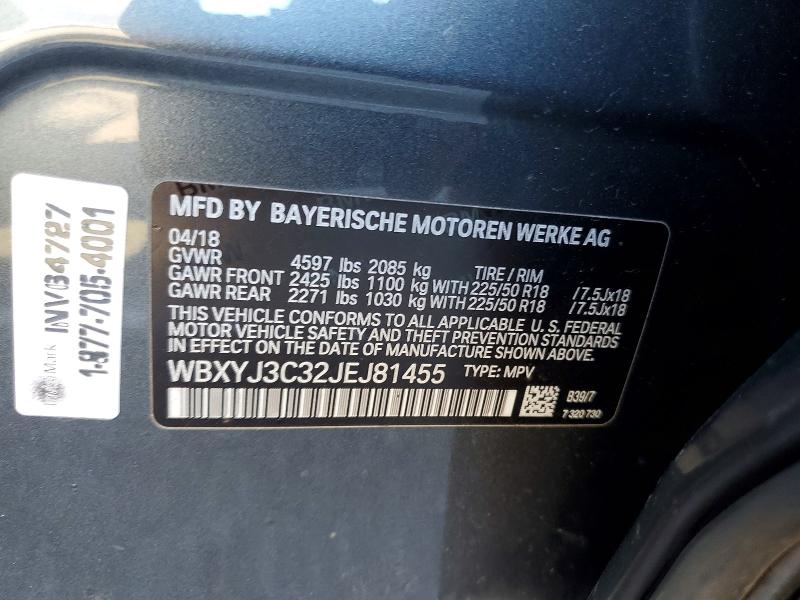 2018 Bmw X2 მანქანა იყიდება აუქციონზე, vin: WBXYJ3C32JEJ81455, აუქციონის ნომერი: 98726775