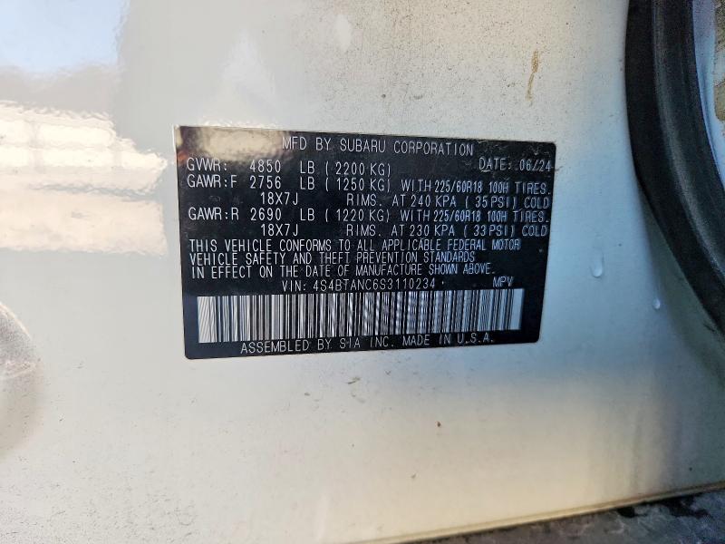 Aukcja sprzedaży 2025 Subaru Outback, vin: 4S4BTANC6S3110234, numer aukcji: 99539555