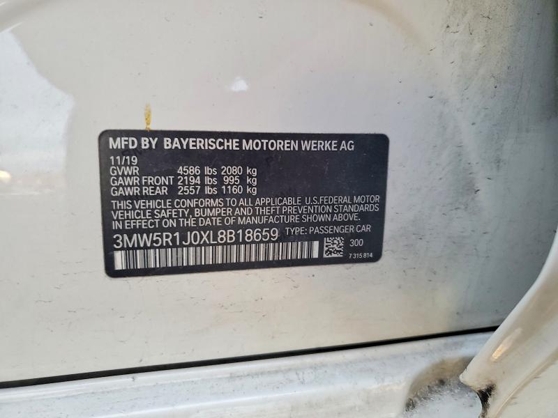 72789435 :رقم المزاد ، 3MW5R1J0XL8B18659 vin ، 2020 Bmw 330i مزاد بيع