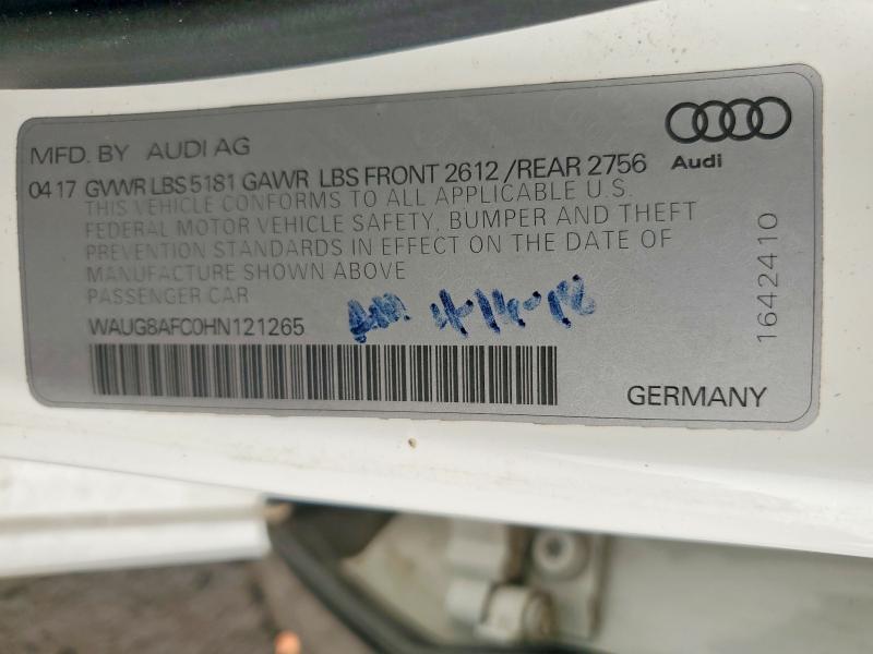 72924575 :رقم المزاد ، WAUG8AFC0HN121265 vin ، 2017 Audi A6 مزاد بيع