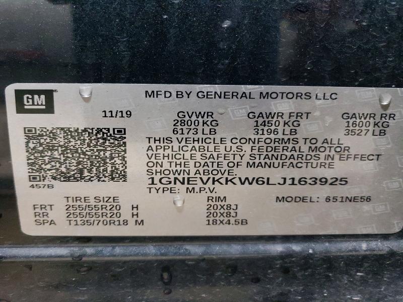 Продажа на аукционе авто 2020 Chevrolet Traverse, vin: 1GNEVKKW6LJ163925, номер лота: 73985355