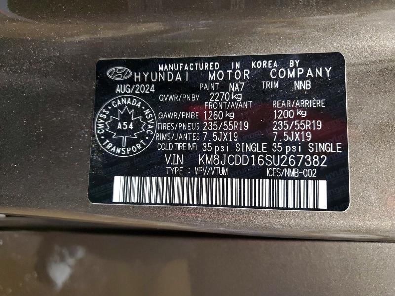 Aukcja sprzedaży 2025 Hyundai Tucson, vin: KM8JCDD16SU267382, numer aukcji: 73281725