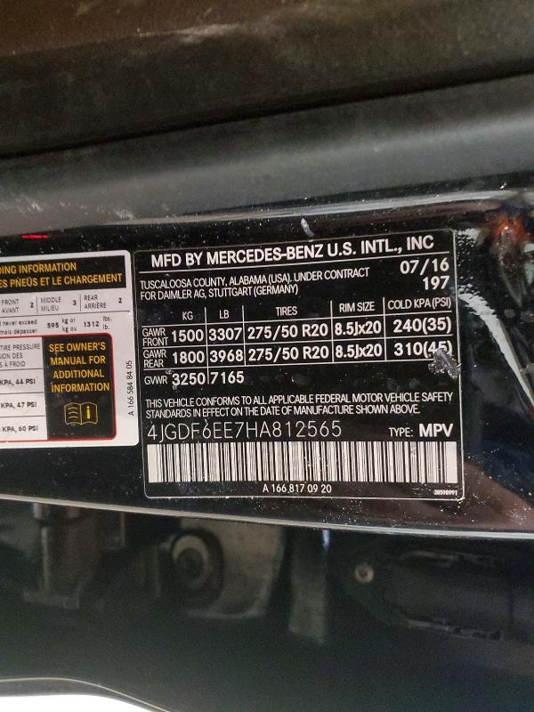 74258415 :رقم المزاد ، 4JGDF6EE7HA812565 vin ، 2017 Mercedes-benz Gls مزاد بيع