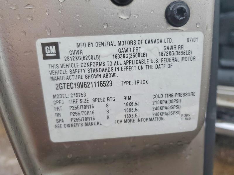 Продажа на аукционе авто 2002 Gmc New Sierra, vin: 2GTEC19V621116523, номер лота: 98387505
