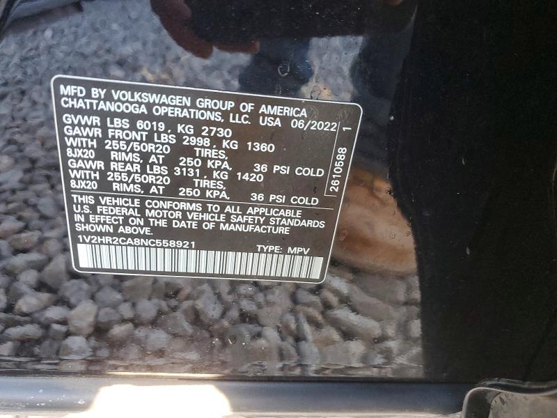Продажа на аукционе авто 2022 Volkswagen Atlas, vin: 1V2HR2CA8NC558921, номер лота: 74020825