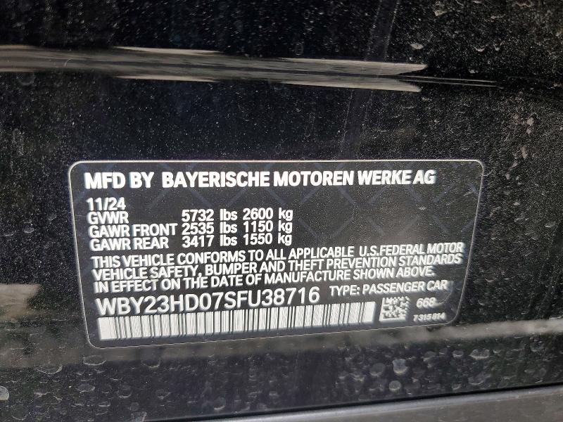 74736995 :رقم المزاد ، WBY23HD07SFU38716 vin ، 2025 Bmw I4 مزاد بيع