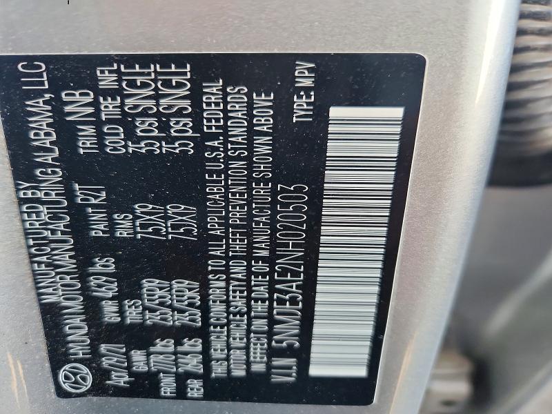 Продаж на аукціоні авто 2022 Hyundai Tucson Lim, vin: 5NMJE3AE2NH020503, номер лоту: 99638515