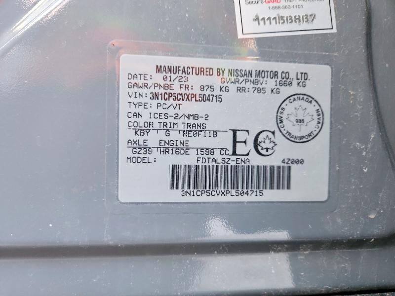 Продажа на аукционе авто 2023 Nissan Kicks Sv, vin: 3N1CP5CVXPL504715, номер лота: 96296345