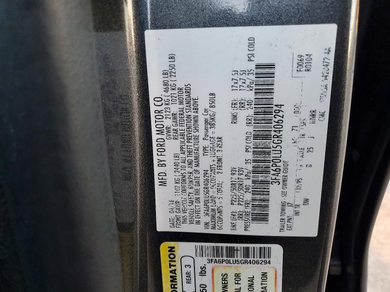 Aukcja sprzedaży 2016 Ford Fusion, vin: 3FA6P0LU5GR406294, numer aukcji: 98988665