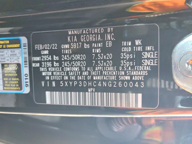 Aukcja sprzedaży 2022 Kia Telluride, vin: 5XYP3DHC4NG260043, numer aukcji: 98696695