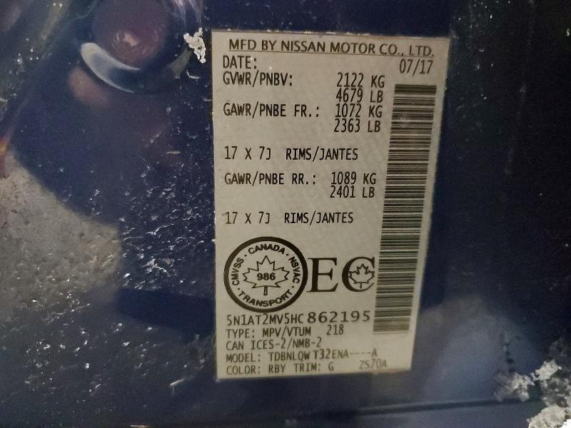 Продаж на аукціоні авто 2017 Nissan Rogue, vin: 5N1AT2MV5HC862195, номер лоту: 73930135