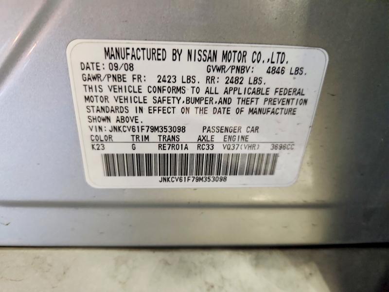 99334895 :رقم المزاد ، JNKCV61F79M353098 vin ، 2009 Infiniti G37 مزاد بيع