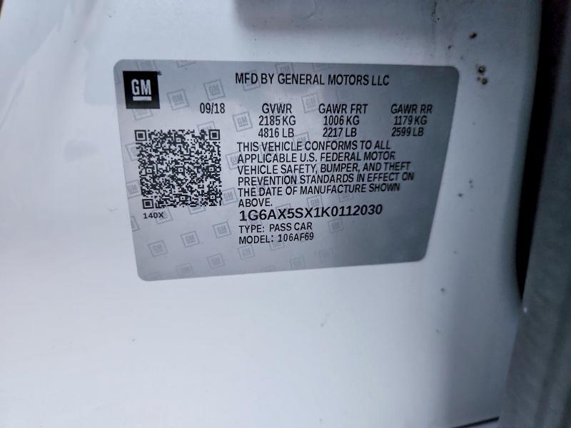 Продаж на аукціоні авто 2019 Cadillac Cts, vin: 1G6AX5SX1K0112030, номер лоту: 73611015