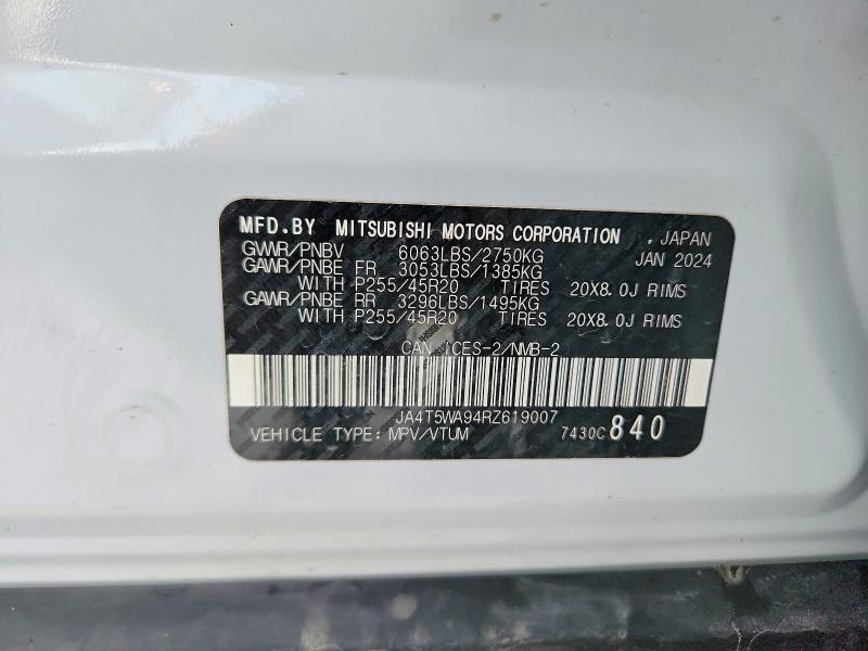 98856705 :رقم المزاد ، JA4T5WA94RZ619007 vin ، 2024 Mitsubishi Outlander مزاد بيع