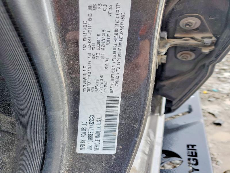 2022 Ram 1500 მანქანა იყიდება აუქციონზე, vin: 1C6RREBT7NN329393, აუქციონის ნომერი: 73922835