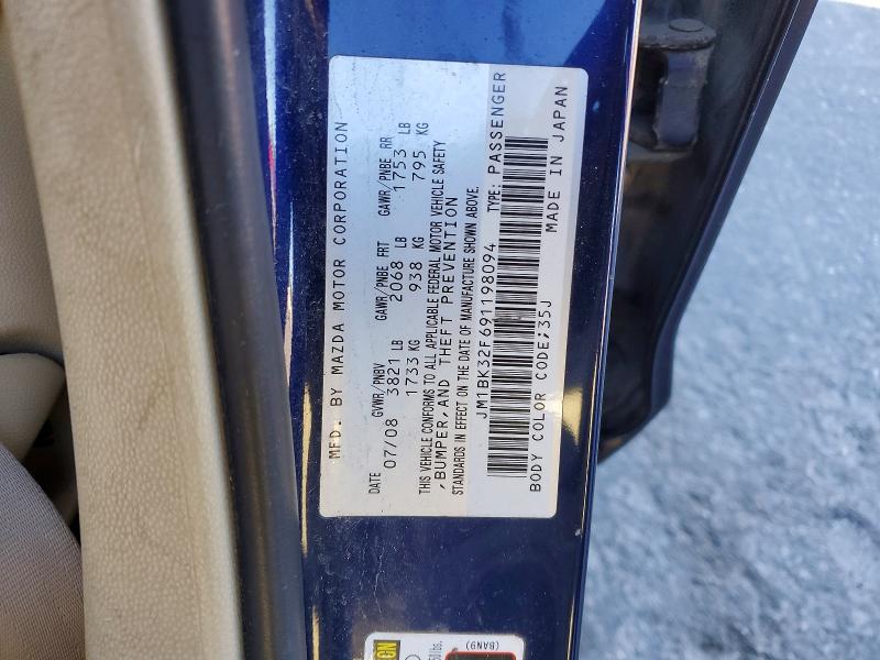Продаж на аукціоні авто 2009 Mazda 3, vin: JM1BK32F691198094, номер лоту: 72618455