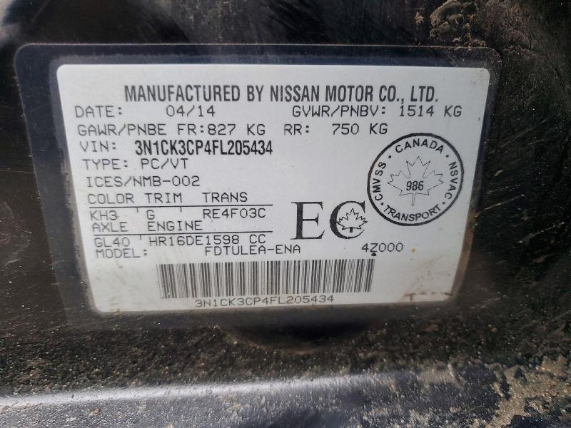 99512725 :رقم المزاد ، 3N1CK3CP4FL205434 vin ، 2015 Nissan Micra مزاد بيع