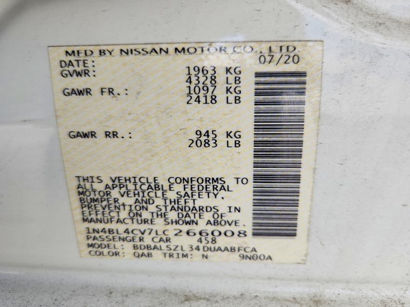 Aukcja sprzedaży 2020 Nissan Altima, vin: 1N4BL4CV7LC266008, numer aukcji: 98172585