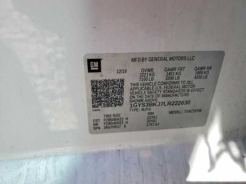 99711435 :رقم المزاد ، 1GYS3BKJ7LR222630 vin ، 2020 Cadillac Escalade L مزاد بيع